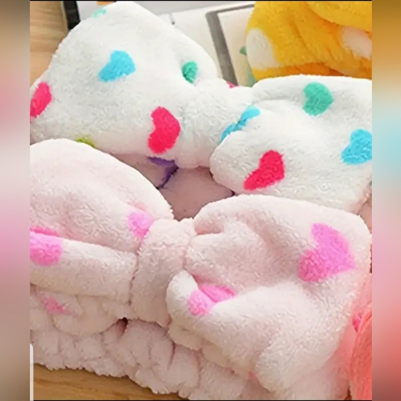 Soft & Fluffy Pink Hearts Headband With Bow - Picture 7 of 7